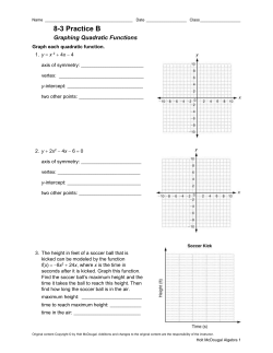 Practice B Graphing Quadratic Functions