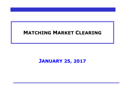 matching market clearing january 25, 2017