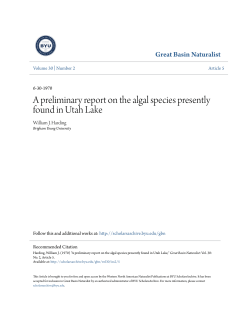 A preliminary report on the algal species presently found in Utah Lake