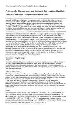 Preferences for Christian names as a function of their experienced