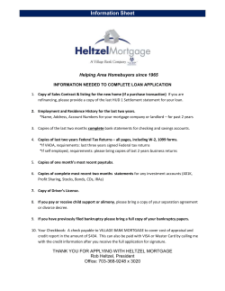 Heltzel Mortgage Loan Application Information Sheet