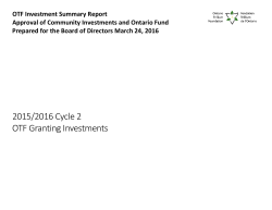2015/2016 Cycle 2 OTF Granting Investments