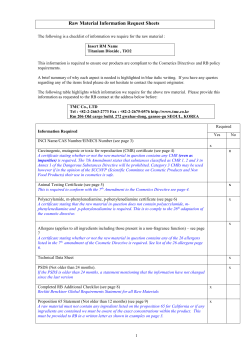 Raw Material Information Request Sheets