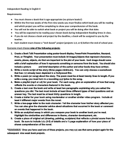 Independent Reading in English II Requirements: You must choose