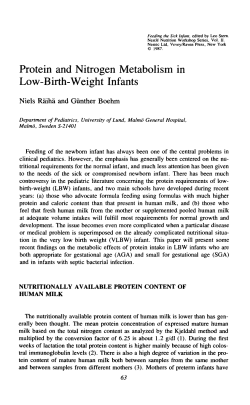 Protein and Nitrogen Metabolism in Low-Birth