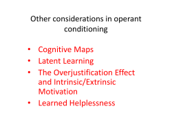 Other considerations in operant conditioning
