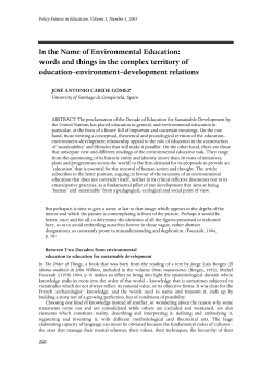 In the Name of Environmental Education: words and things in the
