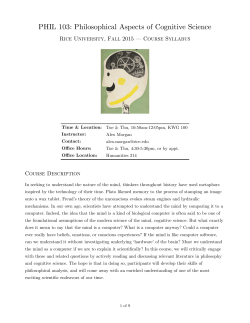 PHIL 103: Philosophical Aspects of Cognitive Science
