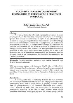 cognitive level of consumers` knowledge in the case of a few food