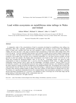 Lead within ecosystems on metalliferous mine