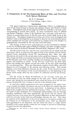 and Two-Year Cycle Spruce Budworm` By RF SHEPHERD The