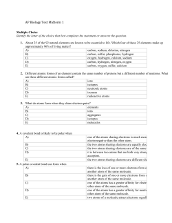 AP Biology Test Midterm 1 Multiple Choice Identify the letter of the