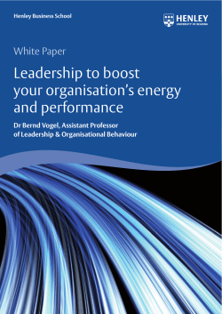 Leadership to boost your organisation`s energy