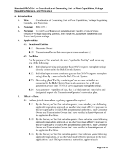 A. Introduction Title: Coordination of Generating Unit or Plant