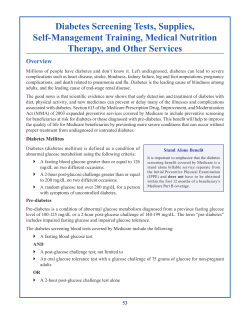 Diabetes Screening Tests, Supplies, Self-Management