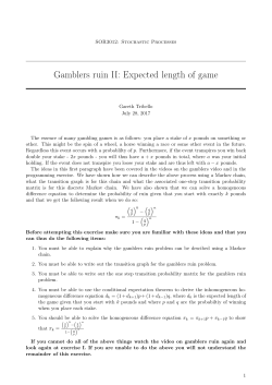 Gamblers ruin II: Expected length of game