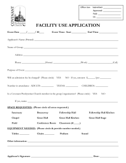 Facility Use Application - Covenant Presbyterian Church, Staunton