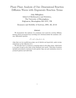 Phase Plane Analysis of One-Dimensional Reaction Diffusion