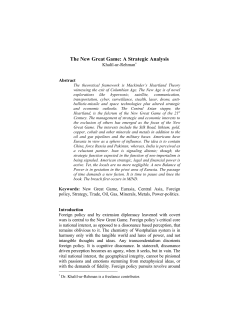 The New Great Game: A Strategic Analysis