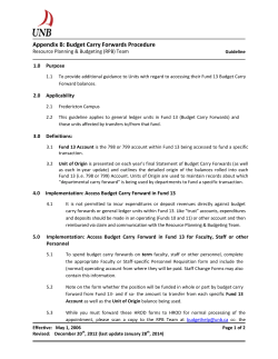 Appendix B: Budget Carry Forwards Procedure