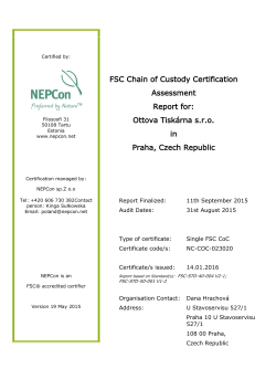 FSC Chain of Custody Certification Assessment