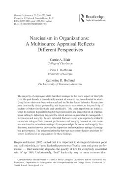 Narcissism in organizations