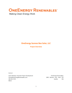 OneEnergy Sunnee Bee Solar, LLC Making Clean Energy Work