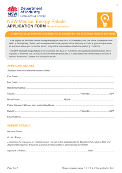 NSW Medical Energy Rebate - NSW Resources and Energy