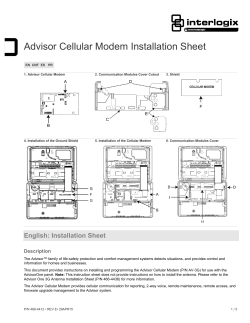 Advisor Cellular Modem Installation Sheet