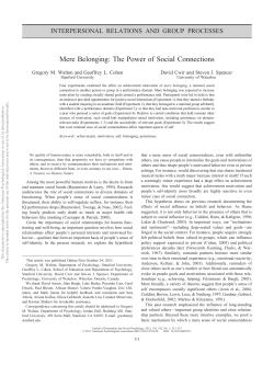 Mere Belonging: The Power of Social Connections