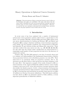 Binary Operations in Spherical Convex Geometry
