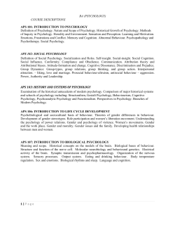 1 | Page BA (PSYCHOLOGY) COURSE DESCRIPTIONS APS 101