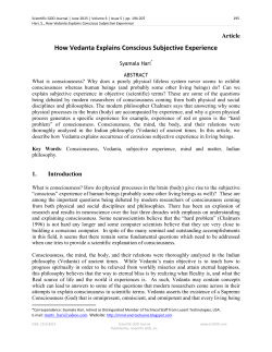 How Vedanta Explains Conscious Subjective Experience