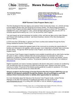 For Immediate Release June 14, 2017 Jackson