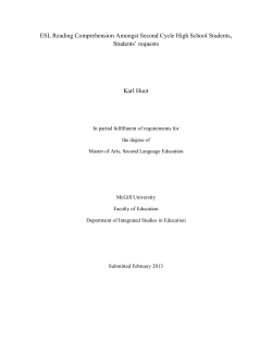 ESL Reading Comprehension Amongst Second Cycle High School