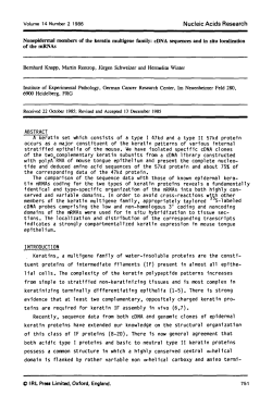 Nonepidermal members of the keratin multigene family: cDNA