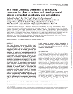 The Plant Ontology Database - CSHL Institutional Repository