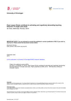 University of Groningen Does Lesson Study contribute to activating