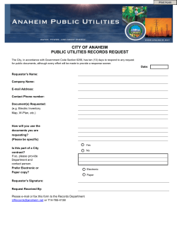 CITY OF ANAHEIM PUBLIC UTILITIES RECORDS REQUEST