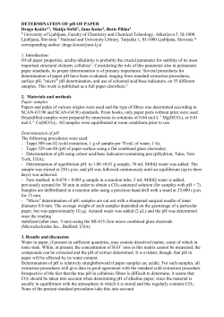 DETERMINATION OF pH OF PAPER Drago Koč&aacute;r*1, Matija Strlič1