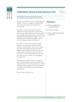 corporate regulation newsletter