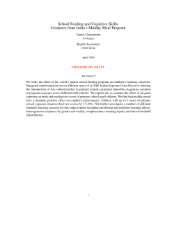 School Feeding and Cognitive Skills: Evidence from India`s Midday