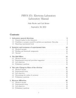 PHYS 371: Electrons Laboratory Laboratory Manual