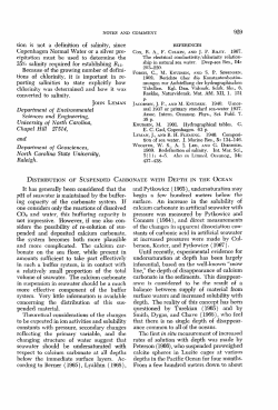 distribution of suspended carbonate with depth in the ocean