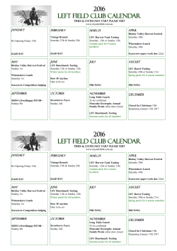 2016 left field club calendar 2016 left field club calendar