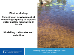 Models ? Twinning water quality modelling in Latvia