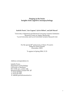 Singing in the brain: Insights from cognitive neuropsychology