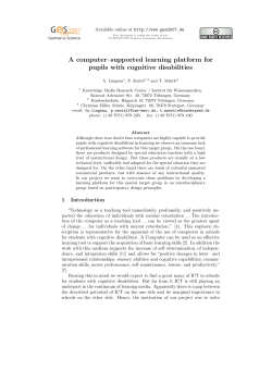 A computer&ndash;supported learning platform for pupils with cognitive