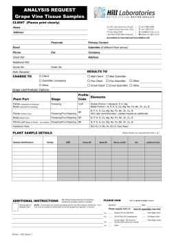 ANALYSIS REQUEST Grape Vine Tissue Samples
