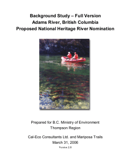 Background Study &ndash;Full Version Adams River, British Columbia